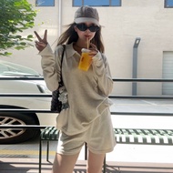 Karrar betsey | ชุดสองชิ้นฤดูร้อนสำหรับผู้หญิง ชุดกันแดด กางเกงขาสั้น ทรงหลวม สไตล์ Old Money ชุดทำง