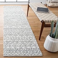 Safavieh Aspen Collection Runner Rug - 2'3" x 9', Ivory & Black, Handmade Boho Wool, Ideal for High 