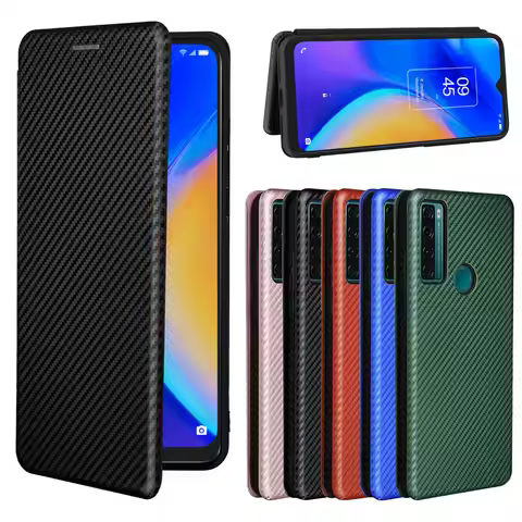For TCL 20 SE 20B 20Y 10L 30 Case Carbon Fiber Flip Leather Case For TCL 10 SE PRO Book Full Cover T