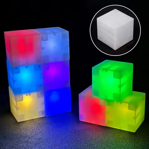 2.5cm Magnetic Glowing Building Block Lights, Multi-Colored Building Block Lights, Stackable Assembl