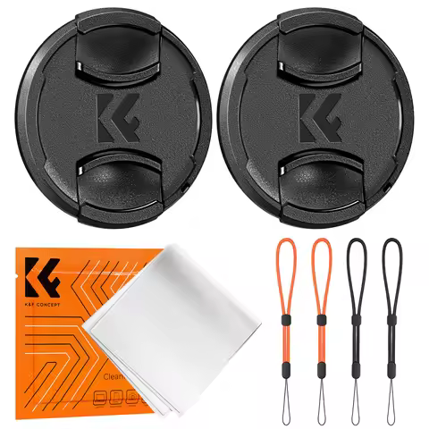 K&F CONCEPT Snap-On Center Pinch Lens Cap 7-in-1 with Anti-Loss Keeper Leash Compatible with Nikon C