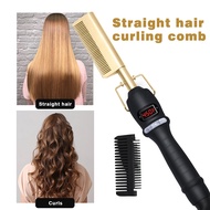 Heating Comb Straightener Electric Hot Comb 2 In 1 Hair Straightener Curler LCD Display Hair Straightening Brush Curling Iron