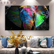 Perilla-Colored Elephant Animal Oil Painting Abstract Mother and Child Poster and Printmaking Wall P