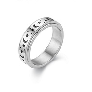 Spinner Ring Luminous Glow Moon and Star Fidget Band Rings for Women Men Size 4-12 ramadan