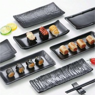 1 khay Melamine mờ mới, đĩa Sushi hình chữ nhật, khay nhựa, màu đen, thích hợp cho bộ trà, đồ thủy t