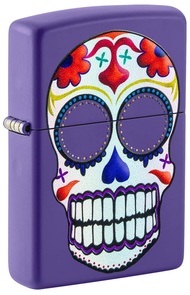 Suger Skull Design Purple Matte Pocket Lighter