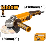 เครื่องเจียร หินเจียร ไฟฟ้า 2000วัตต์ ขนาด 180มม. (7นิ้ว) INGCO รุ่น AG200018