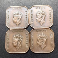 British Malaya KG VI 1 Cent 1941 i ( x 4 )