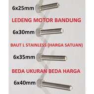 Baut L M6x25 Stainless Diameter 6mm Panjang 25mm