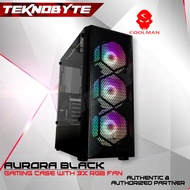 Coolman AURORA Black Gaming Case W/ 3 pcs RGB fan