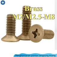 Copper Screws, Copper Cross Head Screws, Brass Flat Head Cross Screws M2-M2.5-M3-M4-M5-M6-M8 * L4~ 6