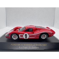 IXO 1/43 Ford GT40 MK IV Le Mong 1967 Championship Car Model Red Body, No. 1 Car, with Original Disp