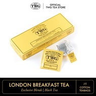 TWG Tea | London Breakfast Tea Black Tea Blend in 15 Hand Sewn Cotton Tea Bags in a Giftbox 37.5g