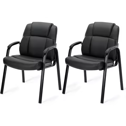 2PCS PU Leather Executive Waiting Room Reception Guest Chair Office Lobby Chair