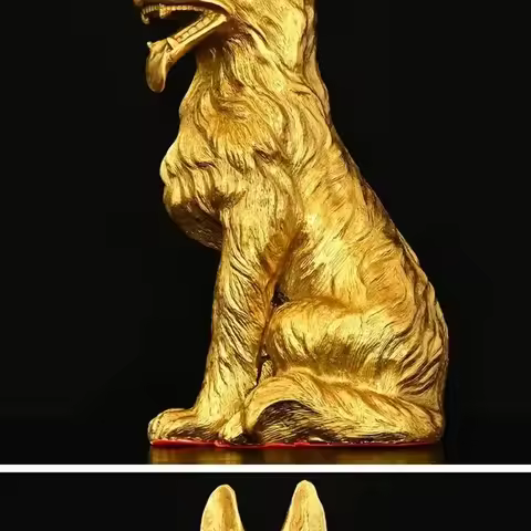 Copper Animal Wolf Dog Home Attracting Ornaments Wealth Dog Crafts