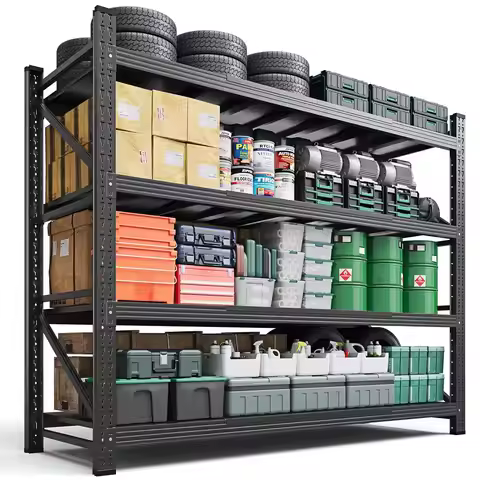 71.3" W Metal Storage Shelves,5000LBS Heavy Duty Garage Shelving Units, 4 Tier Adjustable Utility Ra