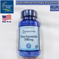 วิตามินบี 3 ไนอาซินาไมด์ Niacinamide 500 mg 100 Tablets - Puritans Pride B-3 B3 Niacin