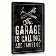 1pc Vintage "The Garage Is Calling Me I Have To Go" Metal Wall Sign - 8x12 Inch Rustic Iron Garage D