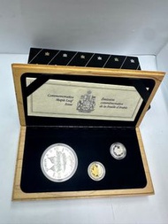 1989 Canada 10th Anniversary of the Gold Maple Leaf 3-Coin Set (1 OZ Silver, 1/10 OZ Gold and Platin