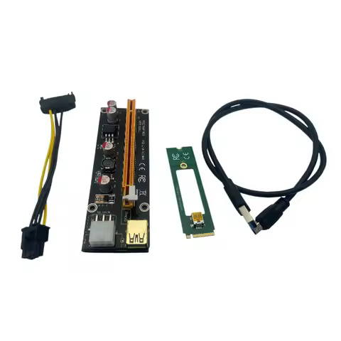 New 1X TO 16X M2 NGFF PCI-E PCI Express Extender Riser Card Adapter 60CM USB 3.0 Cable 6Pin Power Ca