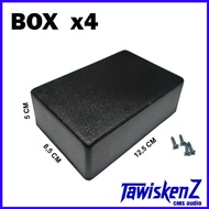Black Plastic Box X4 + Screws.. 12x8x5cm