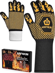 BBQ Oven Gloves 1472 ℉   3-Layers Heat Resistant Oven Mitts Silicone Non-Slip Cooking Gloves for Bar