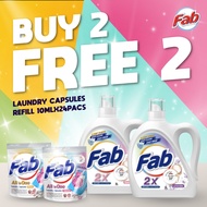 [Buy 2 Free 2] 2 Fab Detergent 3L Free 2 refill capsules 24pcs