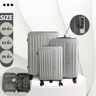 กระเป๋าเดินทาง  กระเป๋าเดินทางล้อลาก ABS PC วัสดุพรีเมี่ยม น้ำหนักเบา ดีไซน์หรูหราทันสมัย ขนาด20-24-28นิ้ว  #CAV (Silver Color)