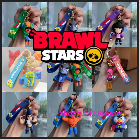 Anime Figures Key Rings Brawl Stars Game Themed Birthday Disposable Collectible Silicone KeychainLeo