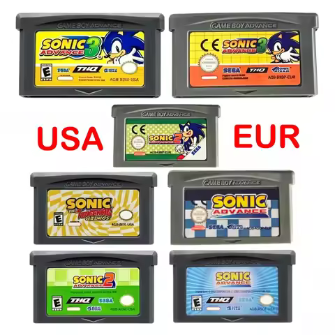 Game Boy Advance GBA Game Cartridge Sonic Advance 1 2 3 Hedgehog Sonic Genesis Multilingual Edition 