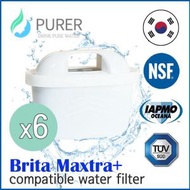 PURER - NSF認證 兼容 brita Maxtra+ 濾水壺專用替換濾芯 (6件裝)