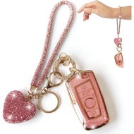 Key Fob Cover with Diamond Heart Keychain Car Key Holder Compatible with BMW X1 X3 X4 X5 X6 1 2 4 5 