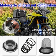 Oil filter with spring oil drain screw and oil drain nut for GY6 engine