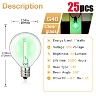 G40 Colored Led String Light Replacement Bulb E12 Candelabra Base 1W Globe MultiColor Ball Lamps RGB