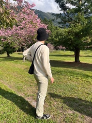 手工漁夫帽。酷黑。男生、女生漁夫帽。日本線材100%棉擬麻加工。