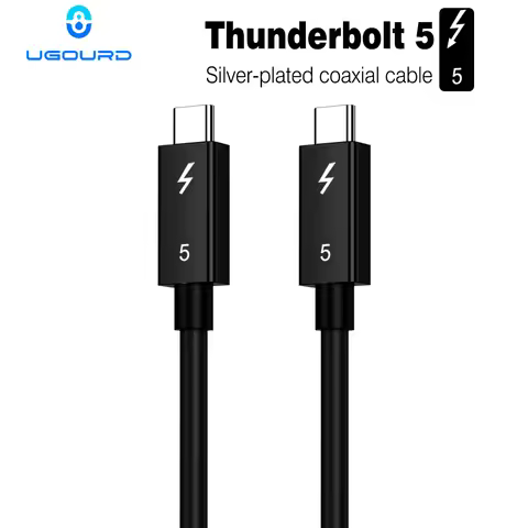 UGOURD 0.3m-2m Type-C Thunderbolt5 Silver Plated Coaxial Cable 80Gbps Compatible Thunderbolt 4/3 for