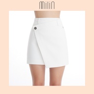 [MILIN] High-waisted with belt loops Original Milin M button Mini Wrapped Skirt กระโปรงสั้นทรงป้ายด้