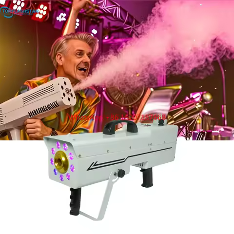 Hand Hold Portable Smoke Gun Party 1800W Water-based Smoke Machine Gun RGB 9LED Air Column Stage Eff