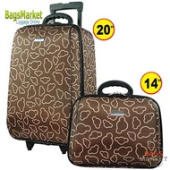 Wheal กระเป๋าเดินทางเซ็ทคู่ ลิขสิทธิ์ของแท้ ขนาด 20/14 นิ้ว Code FBL7720-6 Micky Mouse (Brown)