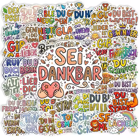 50Pcs German Motivational Quotes Stickers Decals For Phone Scrapbook Skateboard Helmet DIY Aesthetic
