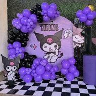 83Pcs Purple Kuromi Theme Balloon Garland Arch Kit 40inch Number Balloon and Purple Balck Latex Ball
