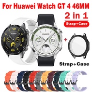 Case + Silicone strap for huawei watch GT 4 46mm original Huawei strap for huawei watch GT 4 46mm Smart Watch Cover Full Coverage Protective Shell Watch Case Cover