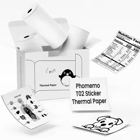 Phomemo T02 Mini Printer Sticker Paper White Adhesive Thermal Paper Compatible with T02 M02X M02L Po