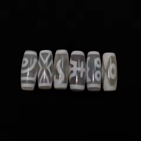 Tibetan 2/3 Eyes Ruyi King Kong-3 Eyes Totem 20*8mm White Agate Amulet Dzi Beads For Jewelry Bracele