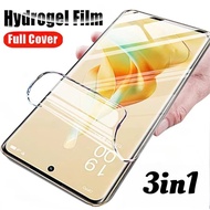 3in1 Carbon Fibre Phone Back Film Sticker For Tecno Pop 9 8 7 6 Pro 4G HD Hydrogel Front Screen Prot