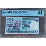 Uang Kuno 50000 Rupiah Tahun 1995 Seri Soeharto PMG 64 Seri Cantik