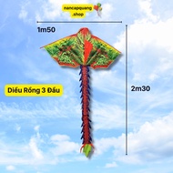 Large 3-Headed Dragon Kite with Long Tail, Flying Kite for Children with 100m Reel Layang Layang Nag