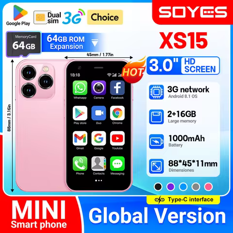 SOYES XS15 Mini Android8.1 Smart Phone 3.0 Inch Display 2GB RAM 16GB ROM Dual SIM Standby Play Store