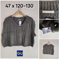 GU Braided Vest by Uniqlo Grey Size S Women's Top Thick Knit Outer Vest JH777