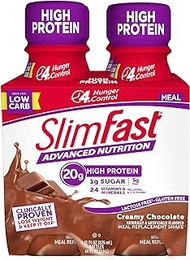 SlimFast Advanced Nutrition High Protein Meal Replacement Shake, Creamy Chocolate, 20g of Ready to Drink Protein, 11 Fl. Oz Bottle, 4 Count